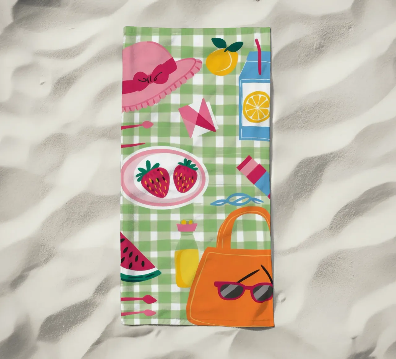 Gingham Picnic Flatlay telo mare da Snow Mist