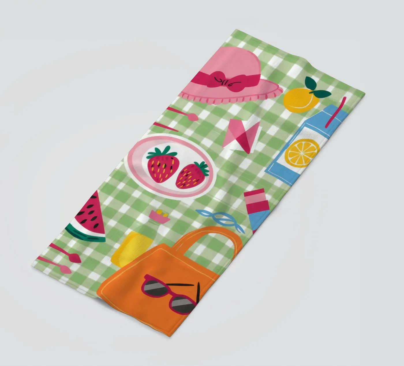 Gingham Picnic Flatlay telo mare da Snow Mist