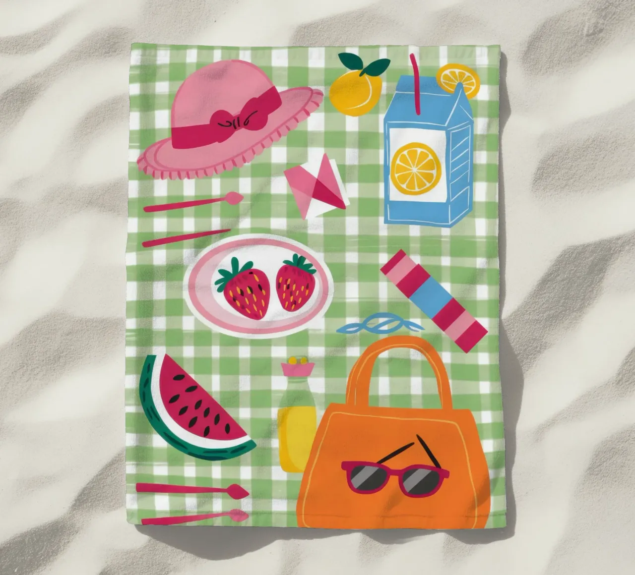 Gingham Picnic Flatlay telo mare da Snow Mist