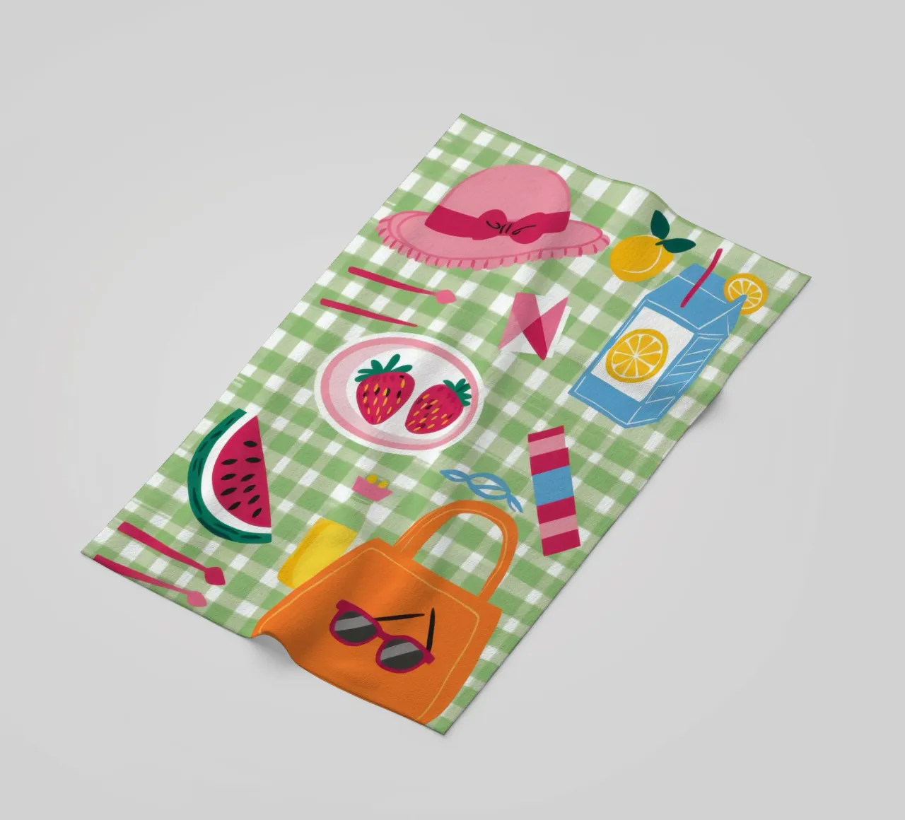 Gingham Picnic Flatlay telo mare da Snow Mist