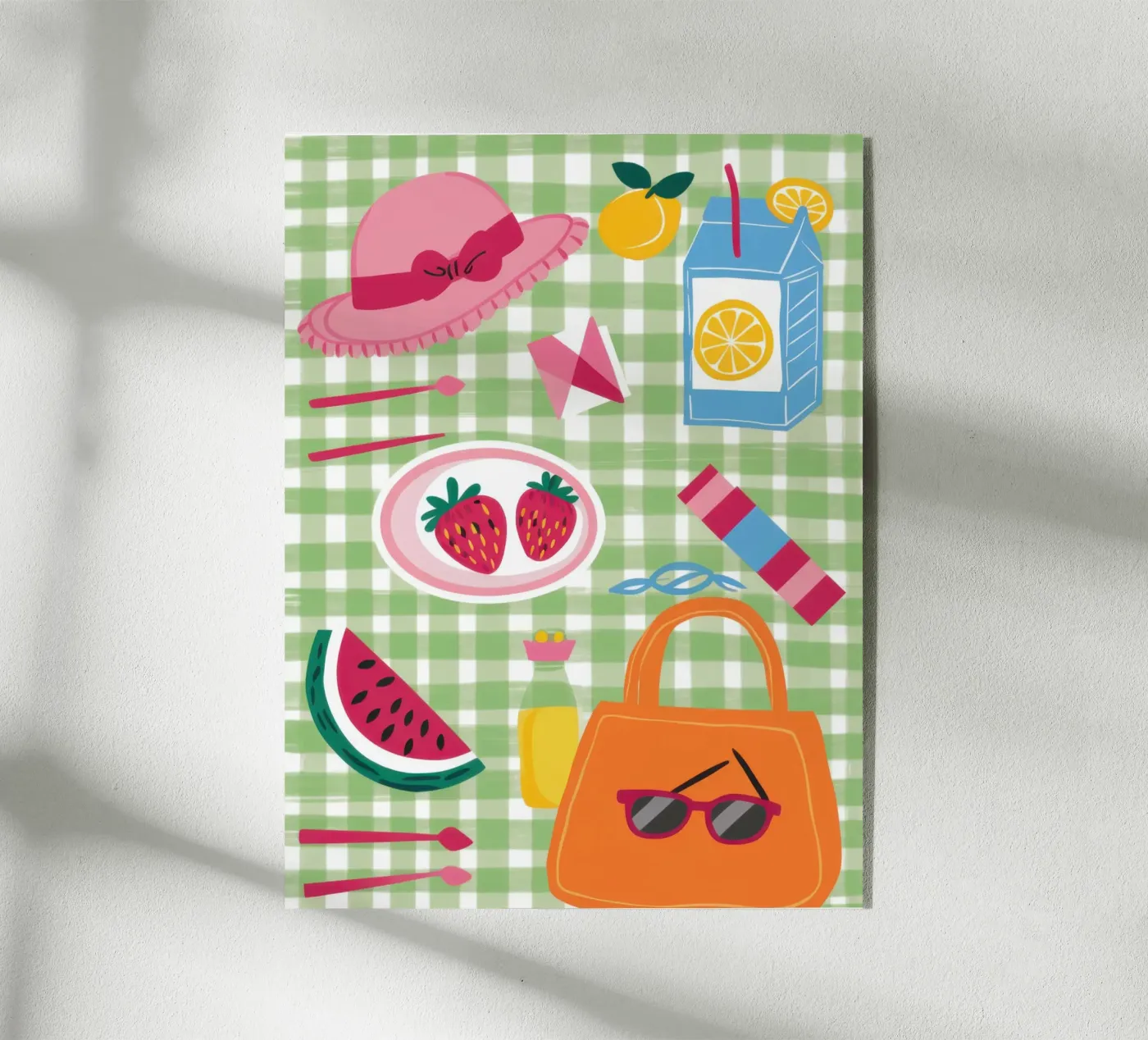 Gingham Picnic Flatlay acrylic glass by Snow Mist