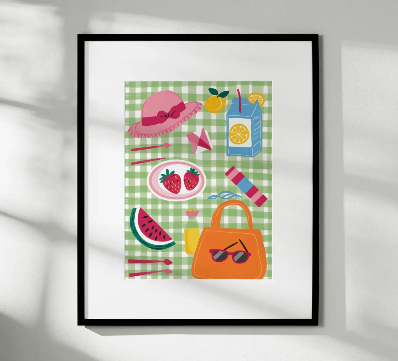 Gingham Picnic Flatlay poster da Snow Mist
