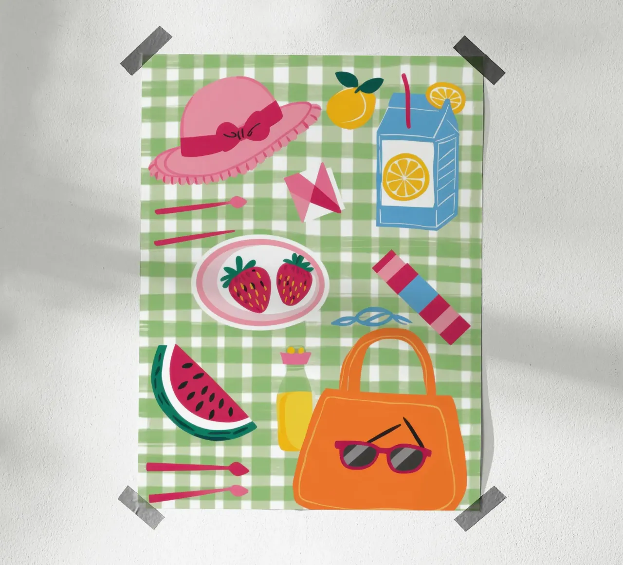 Gingham Picnic Flatlay poster da Snow Mist