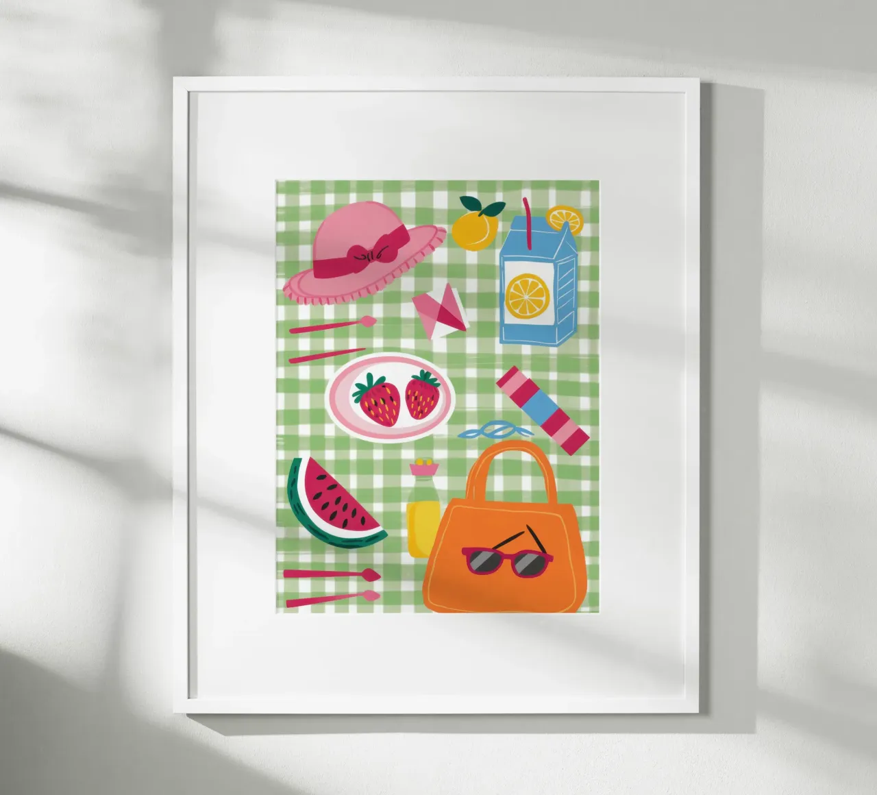 Gingham Picnic Flatlay poster da Snow Mist