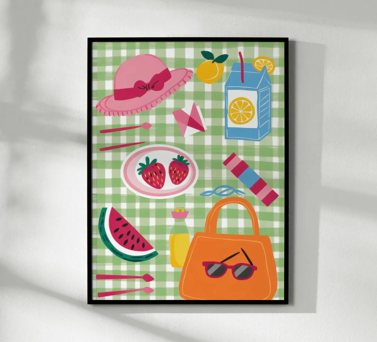 Gingham Picnic Flatlay poster da Snow Mist