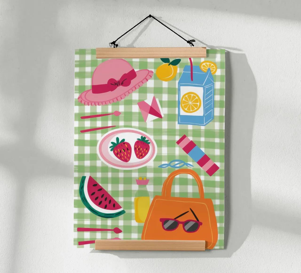 Gingham Picnic Flatlay poster da Snow Mist