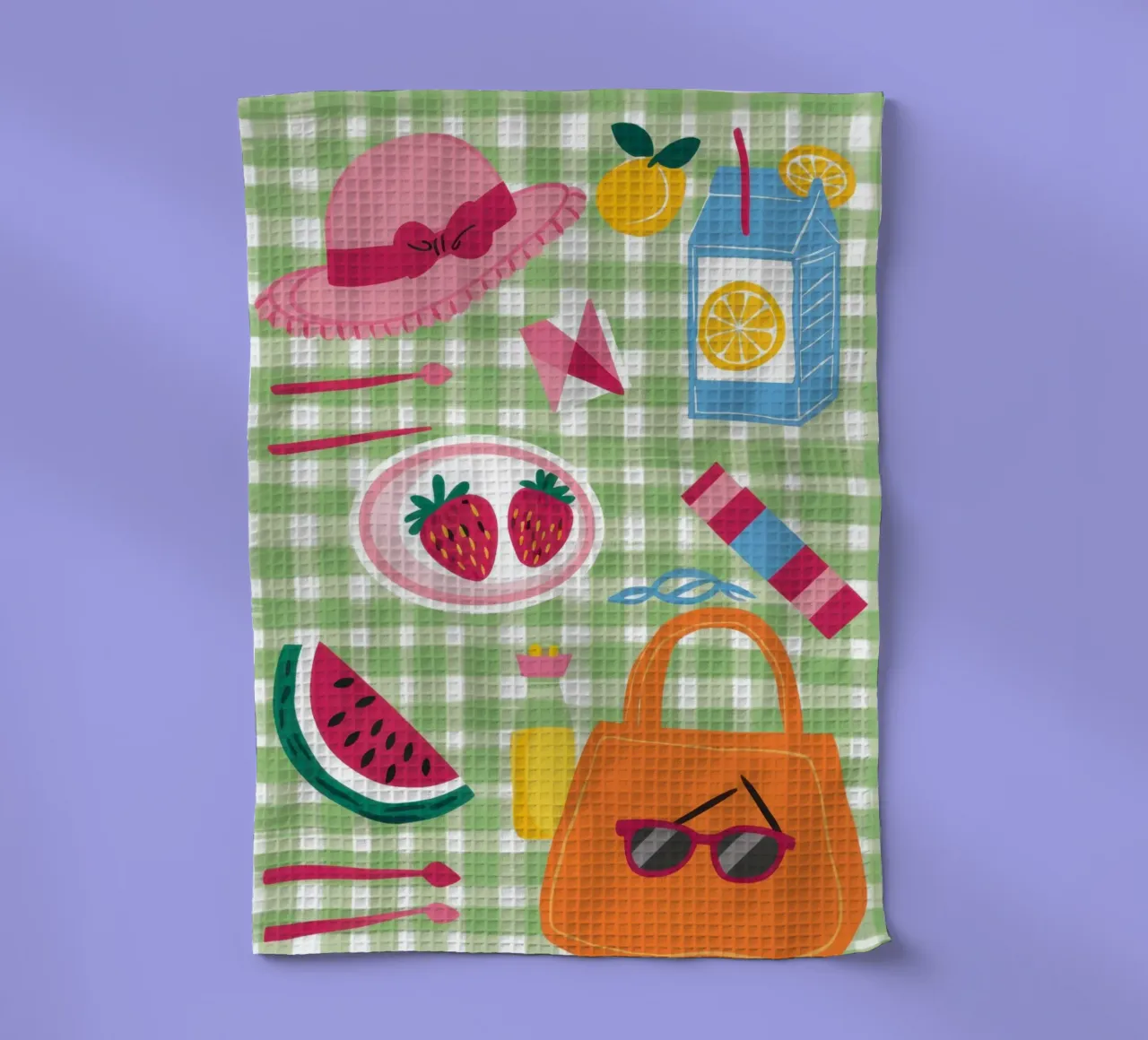 Gingham Picnic Flatlay canovaccio da cucina da Snow Mist