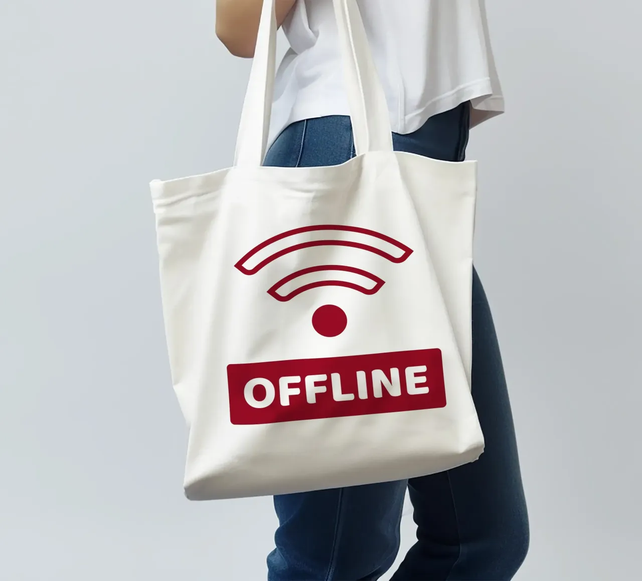 Offline - No Wifi borsa in juta da Black Sign Artwork