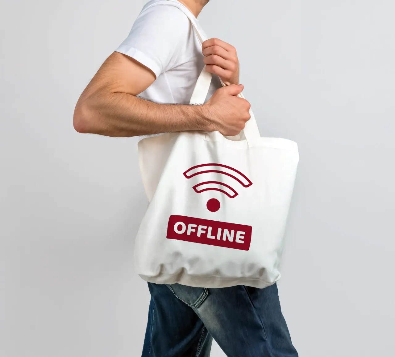 Offline - No Wifi borsa in juta da Black Sign Artwork