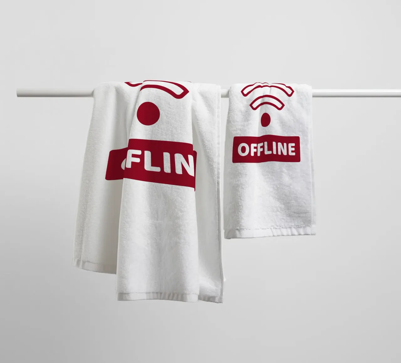 Offline - No Wifi badhanddoek van Black Sign Artwork