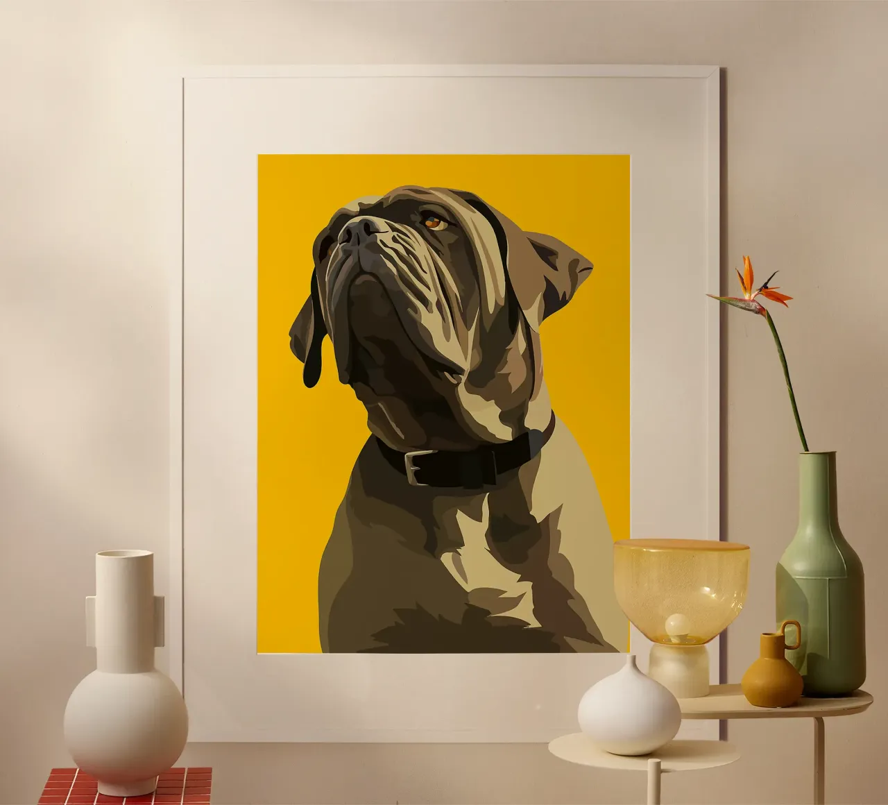 collare per cani occhi orecchie naso bocca poster con telaio in alluminio da Franziska Richter