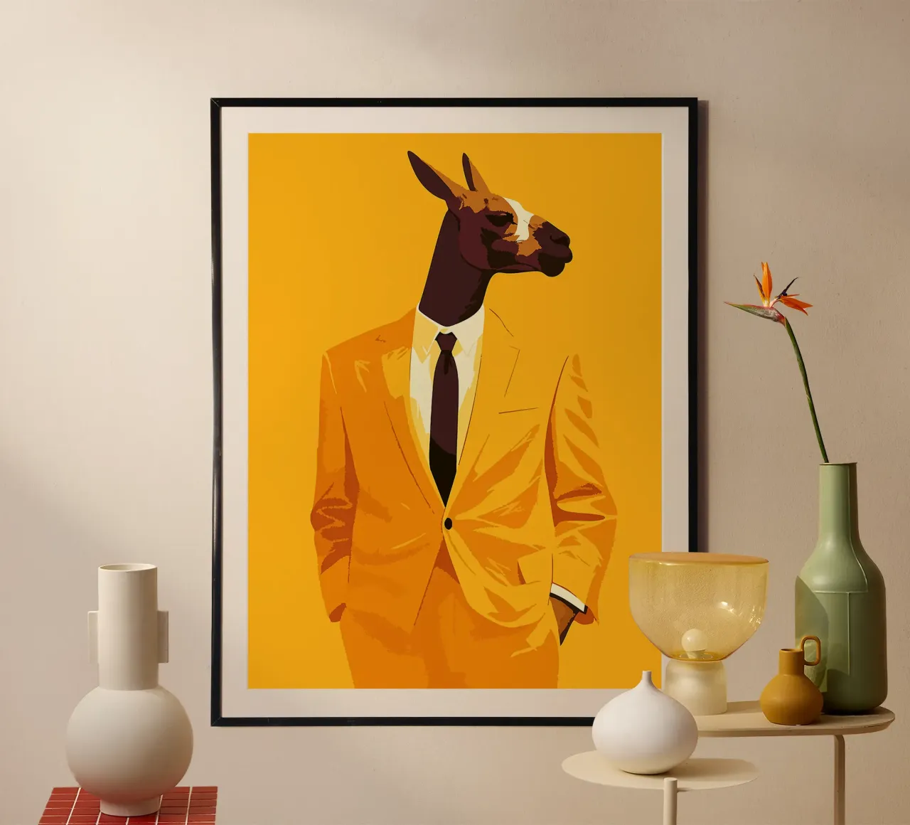 cravatta per abito di lama, animale da cerimonia poster con telaio in alluminio da Franziska Richter