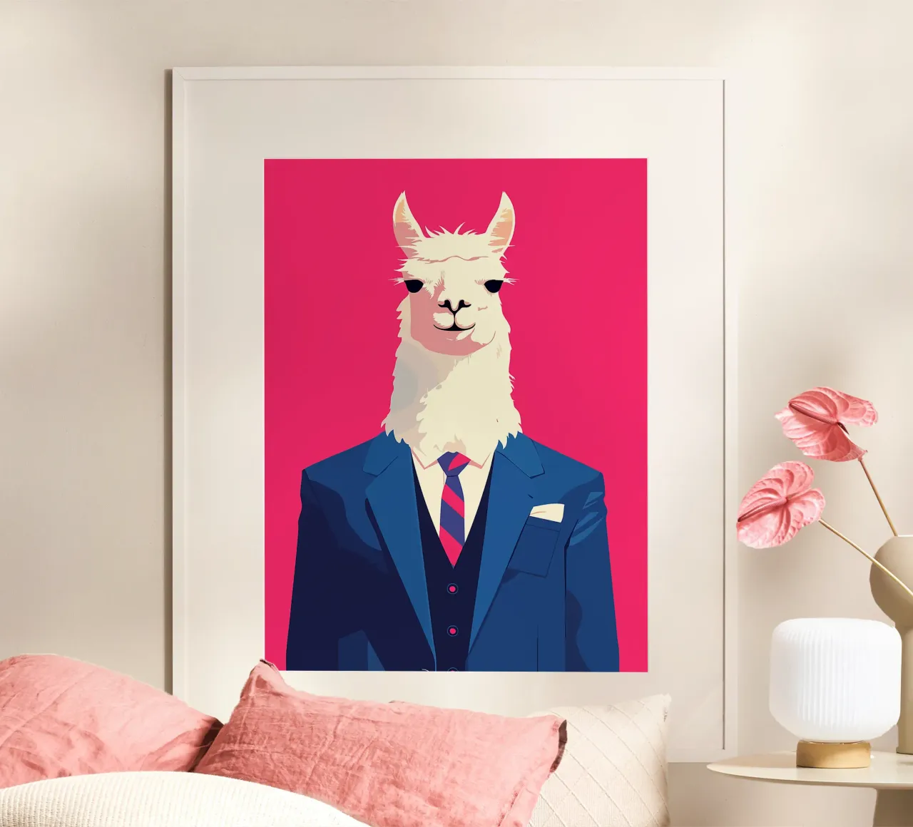 lama abito cravatta giacca abito camicia piazza da taschino poster con telaio in alluminio da Franziska Richter