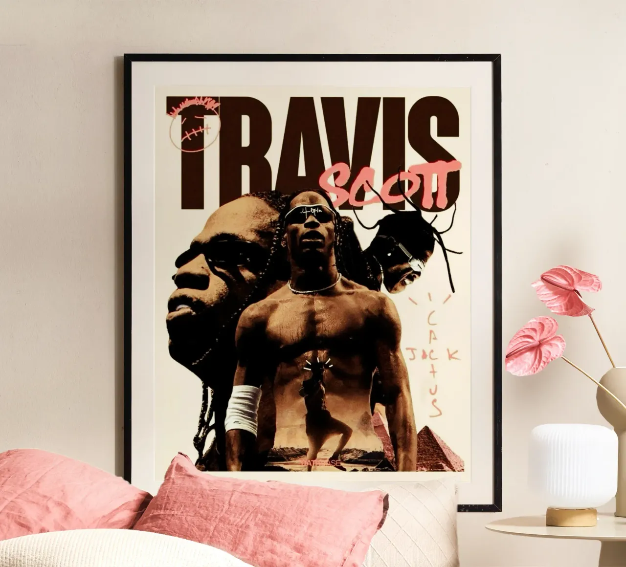 Travis Scott hip-hop poster con telaio in alluminio da Lembayung art