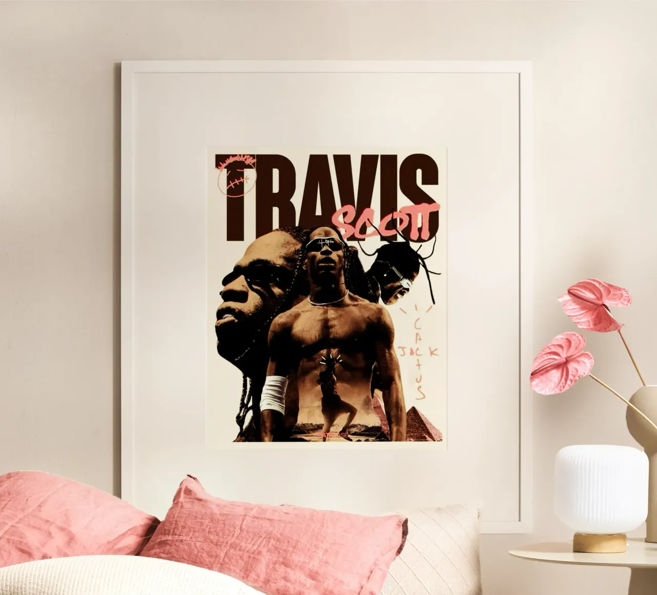 Travis Scott hip-hop poster con telaio in alluminio da Lembayung art