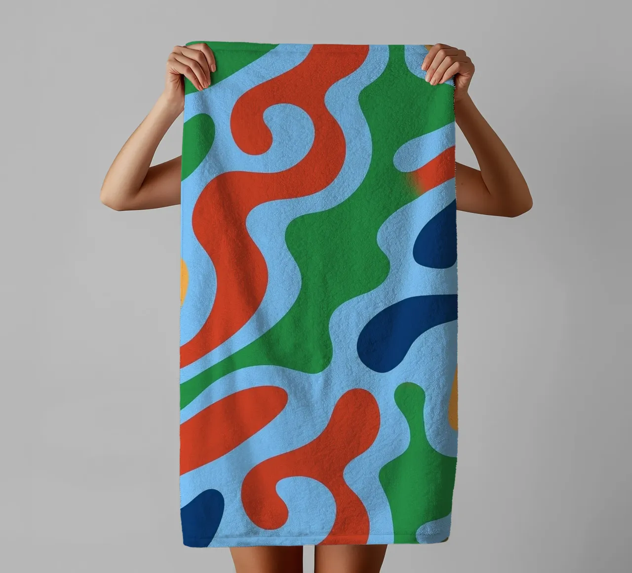 abstract line wave contour drawing towel by klicins