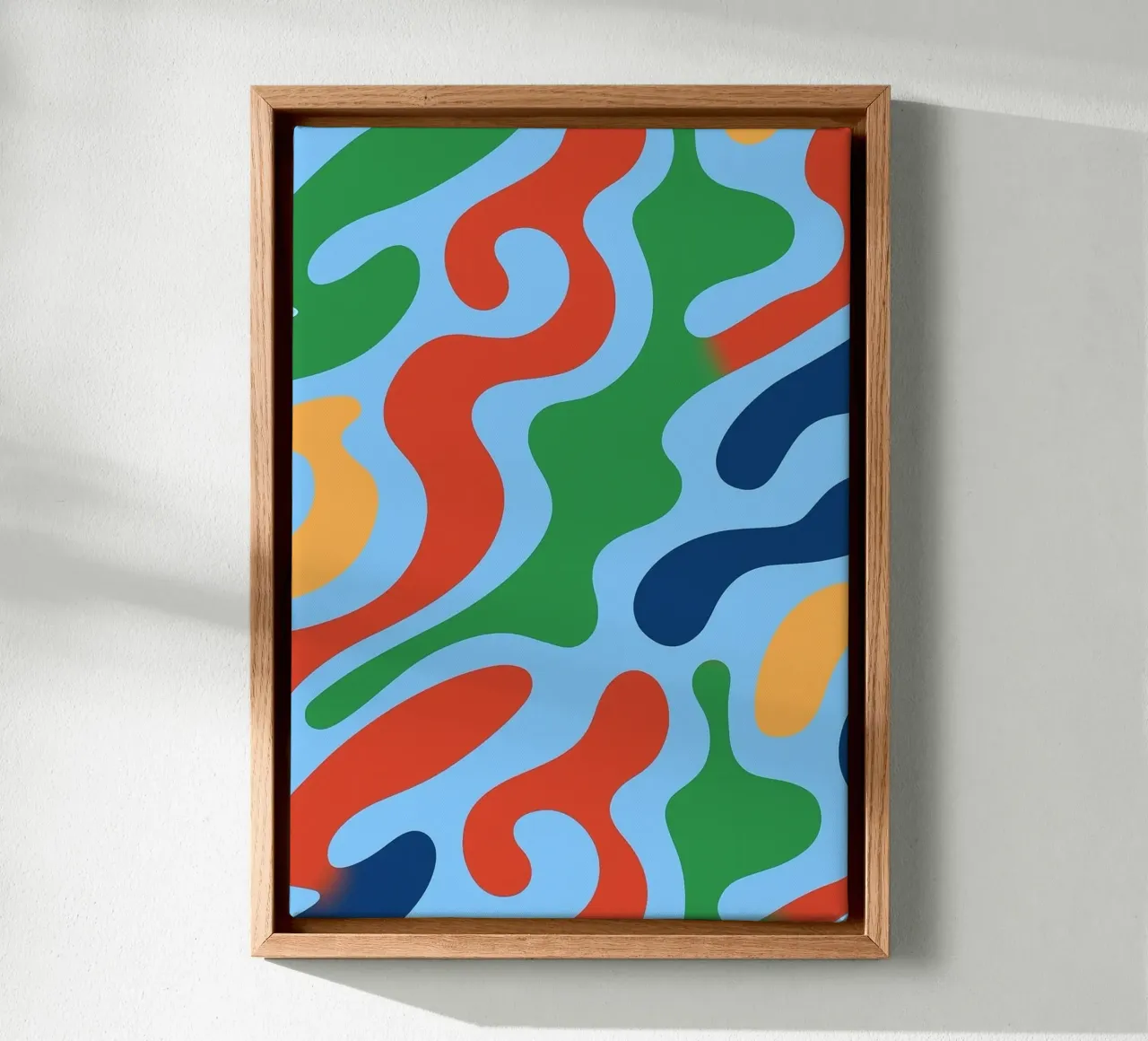 abstract line wave contour drawing canvas with Floater frame by klicins