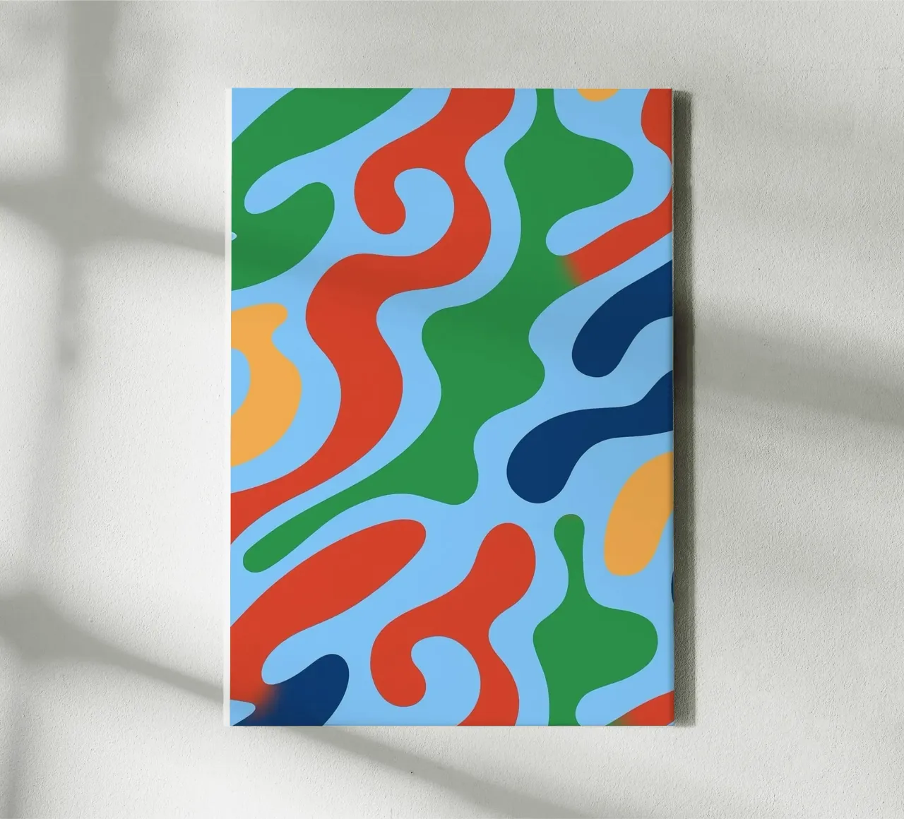 abstract line wave contour drawing canvas with Floater frame by klicins