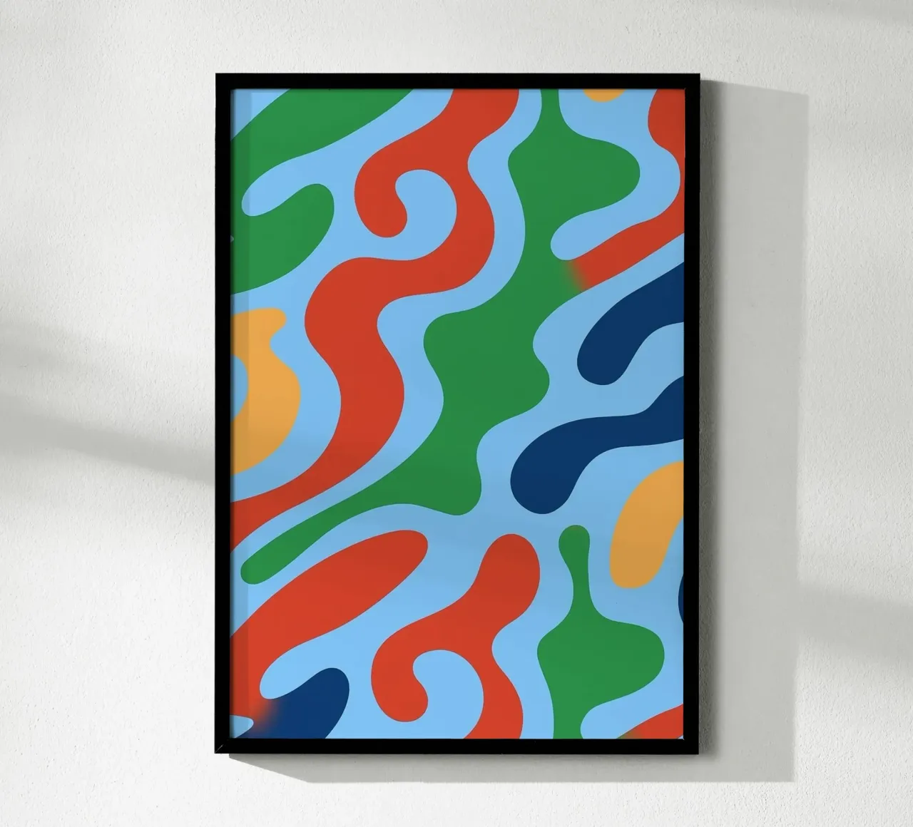 abstract line wave contour drawing poster with aluminum frame by klicins