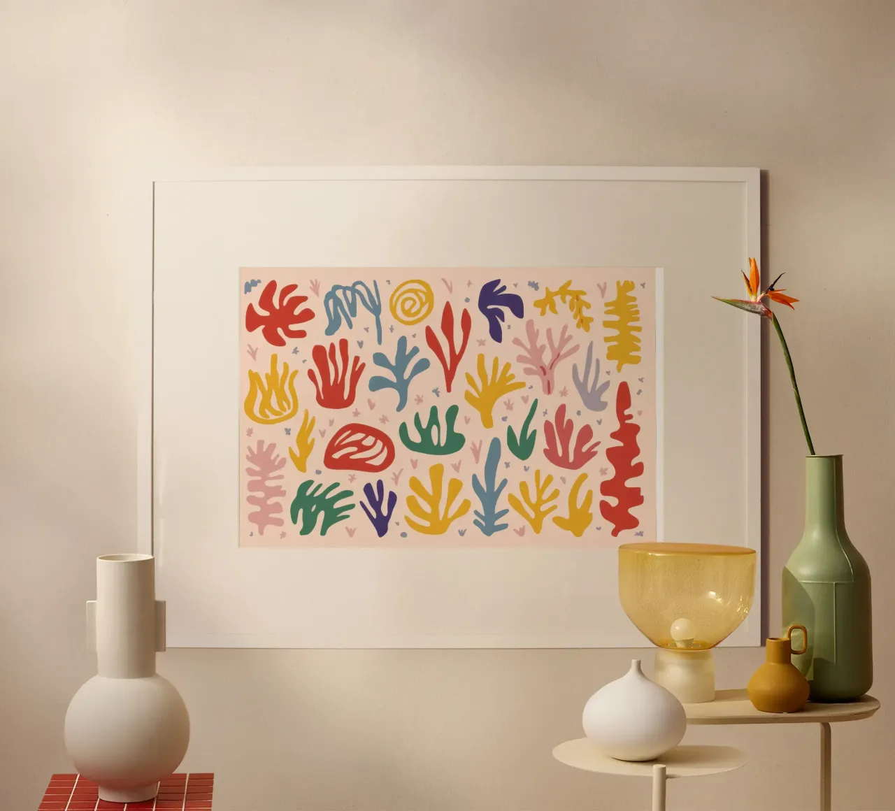 Maraoui Style Leaf Joy poster con telaio in legno da Lyra Glaze