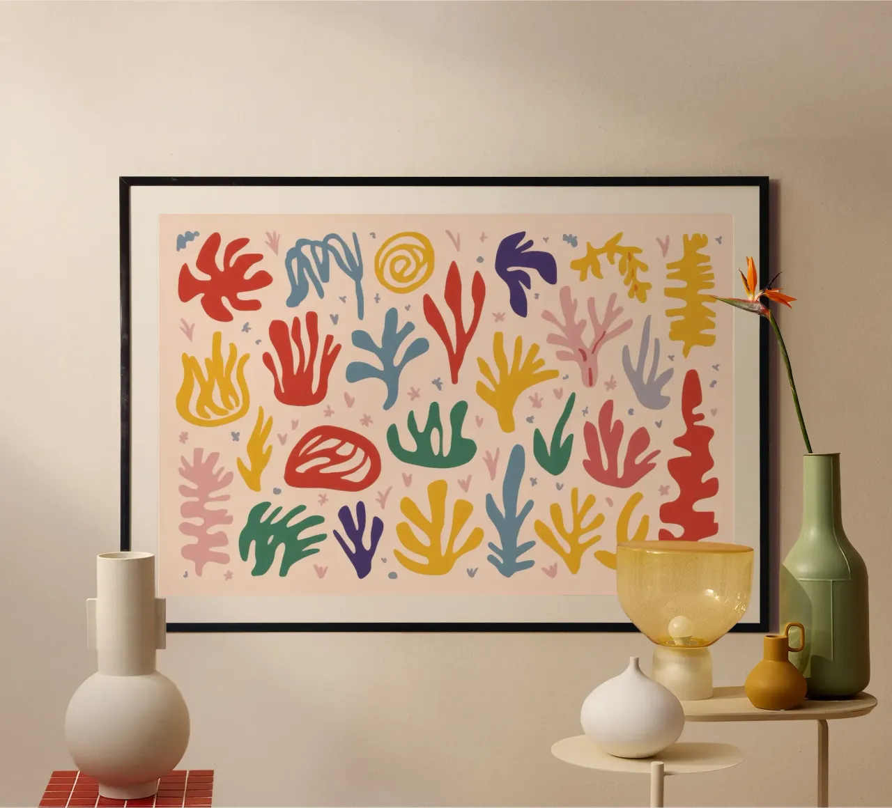 Maraoui Style Leaf Joy poster con telaio in legno da Lyra Glaze