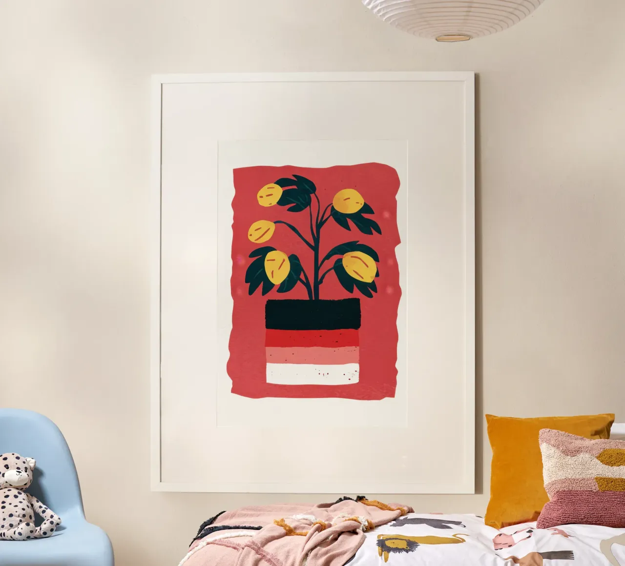 Albero di limoni in vaso poster con telaio in alluminio da Bruce Juice