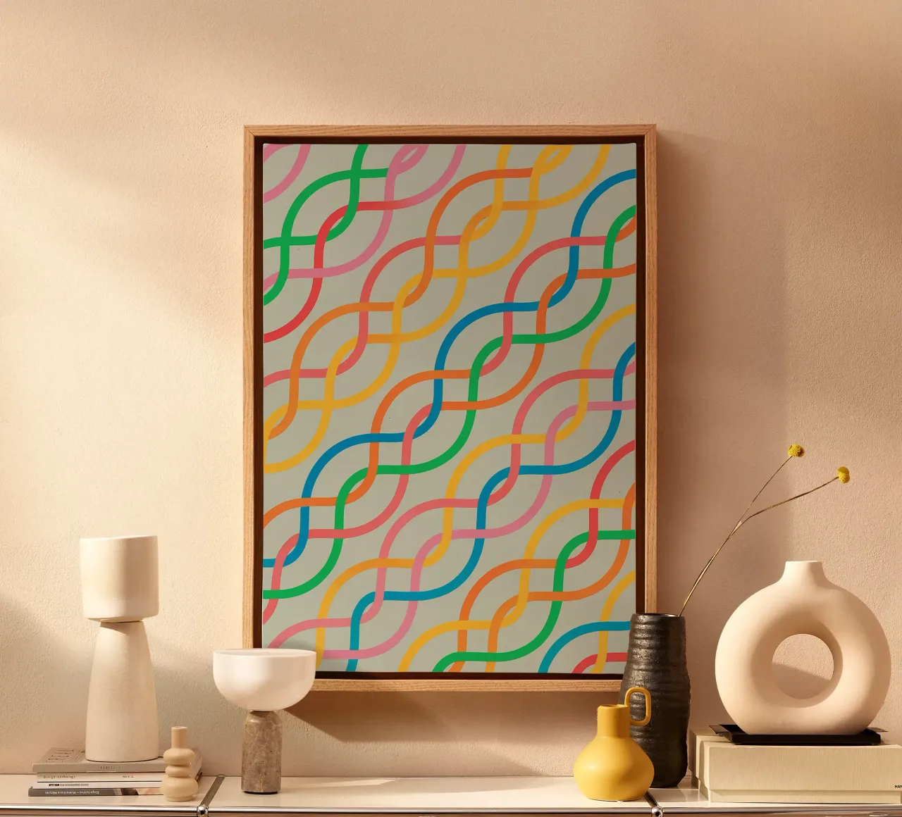 abstract line webbing sloping drawing canvas with Floater frame by klicins