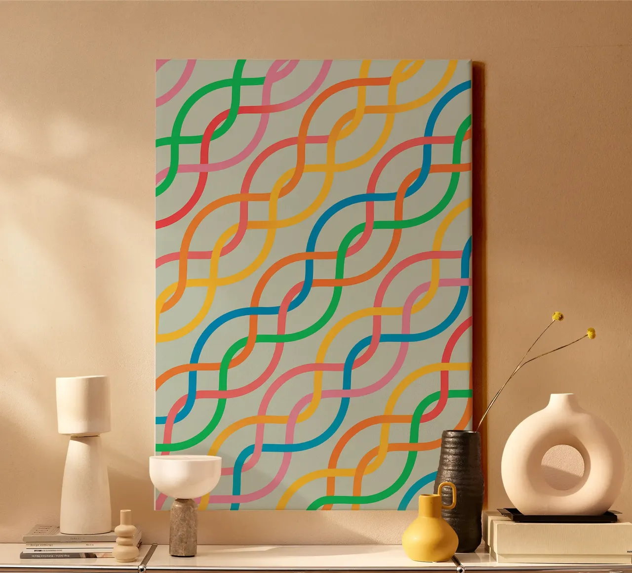 abstract line webbing sloping drawing canvas with Floater frame by klicins