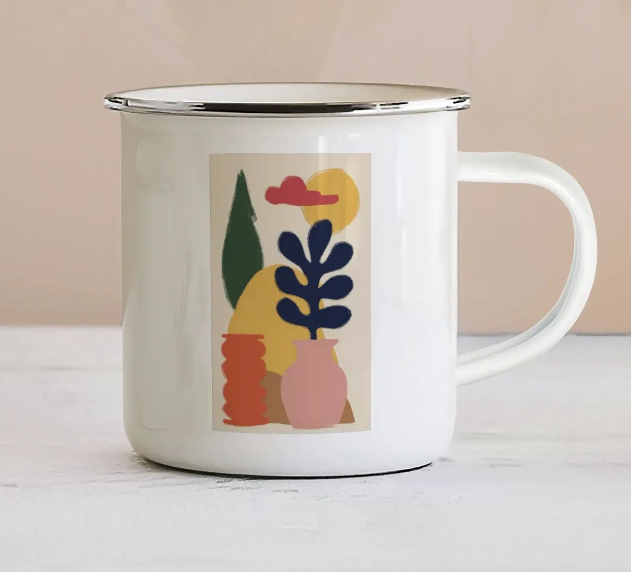 Arco di piante minimalista tazza in smalto da Lyra Glaze