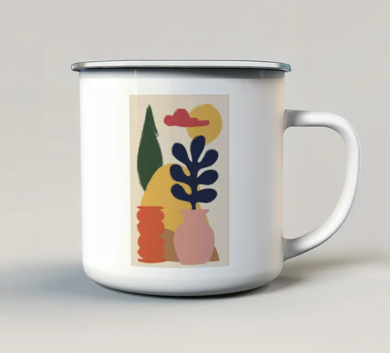 Arco di piante minimalista tazza in smalto da Lyra Glaze