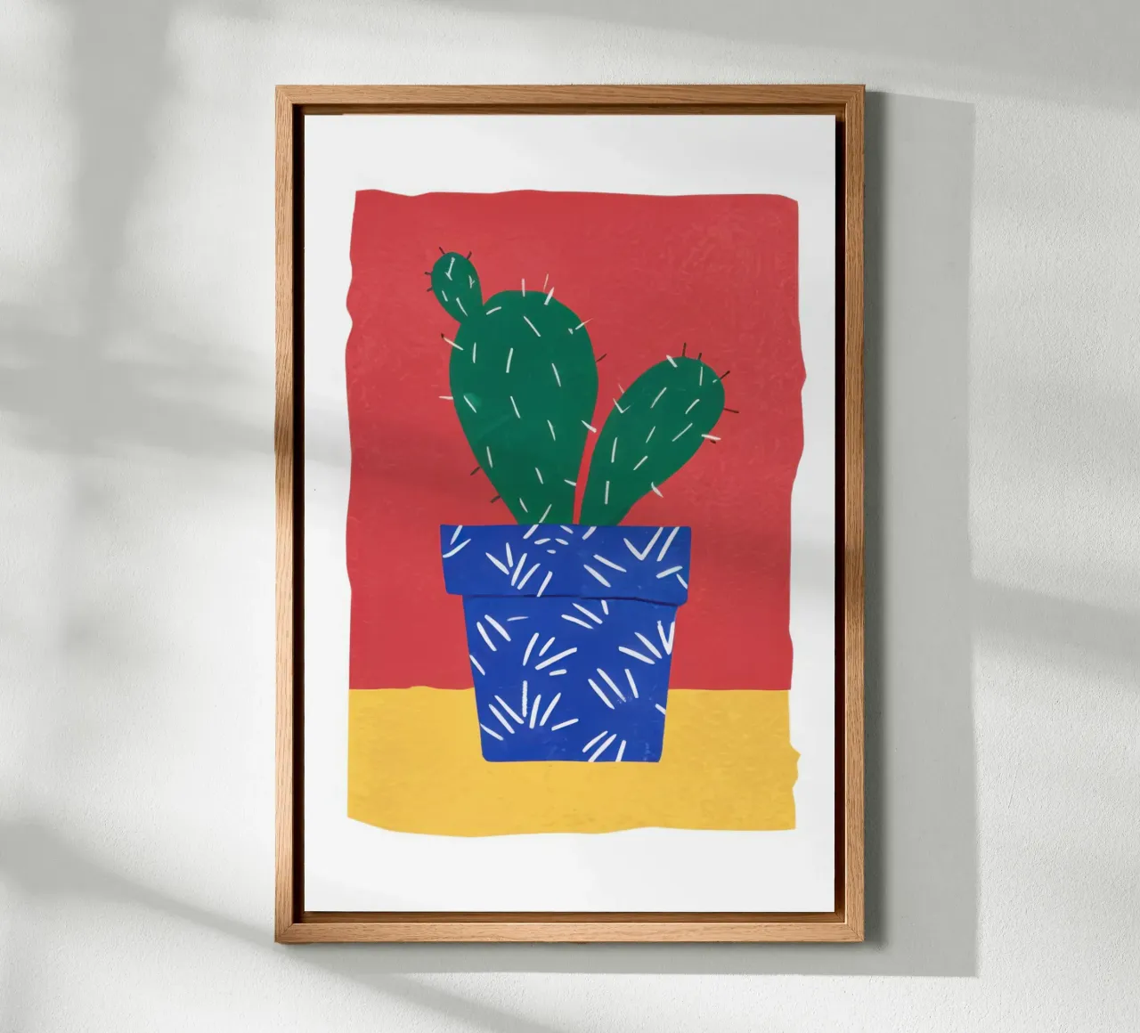 Cactus stilleven met structuur canvas met Baklijst van Bruce Juice