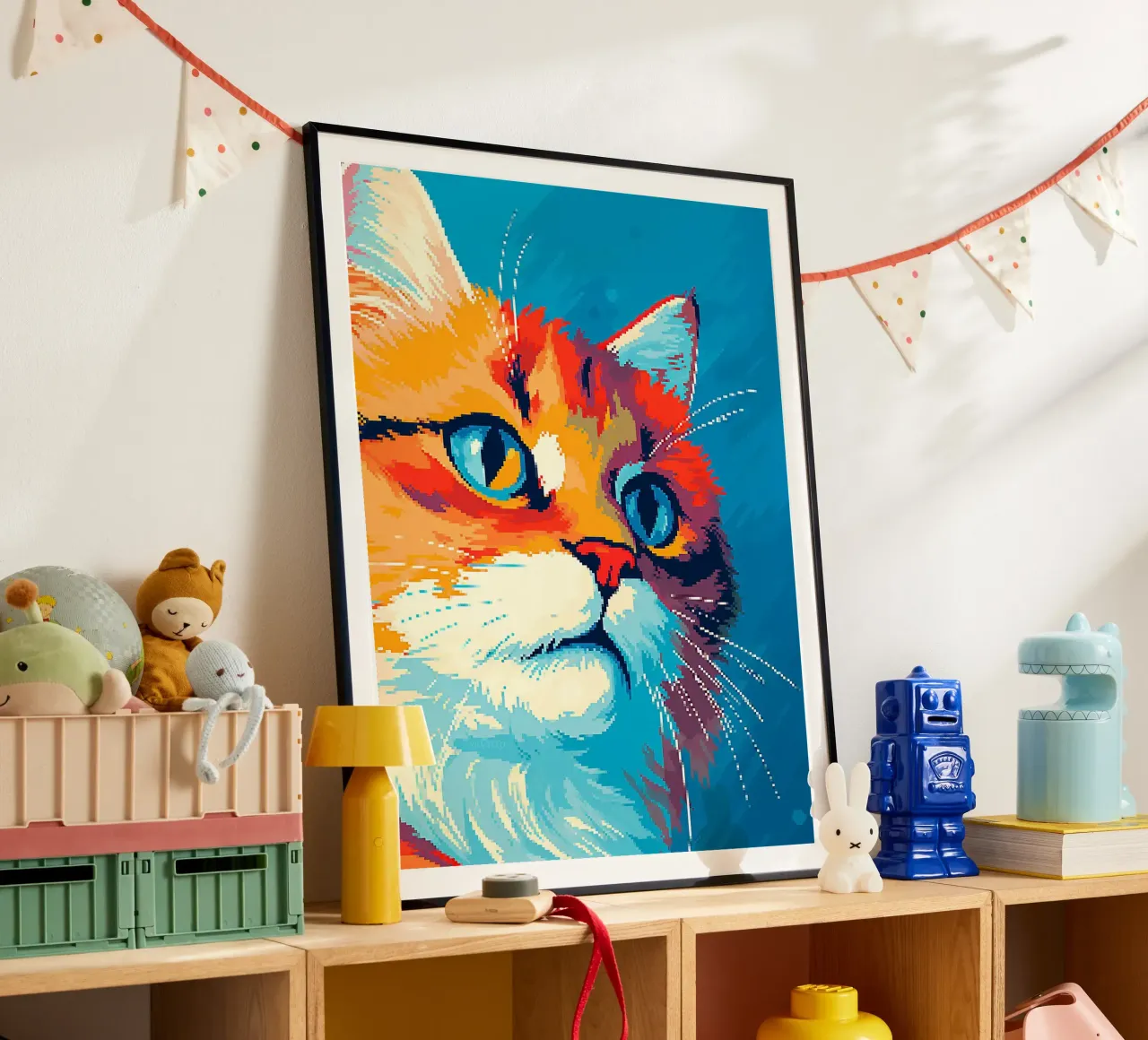baffi di gatto orecchie feline pelliccia poster con telaio in alluminio da Elly Neubauer