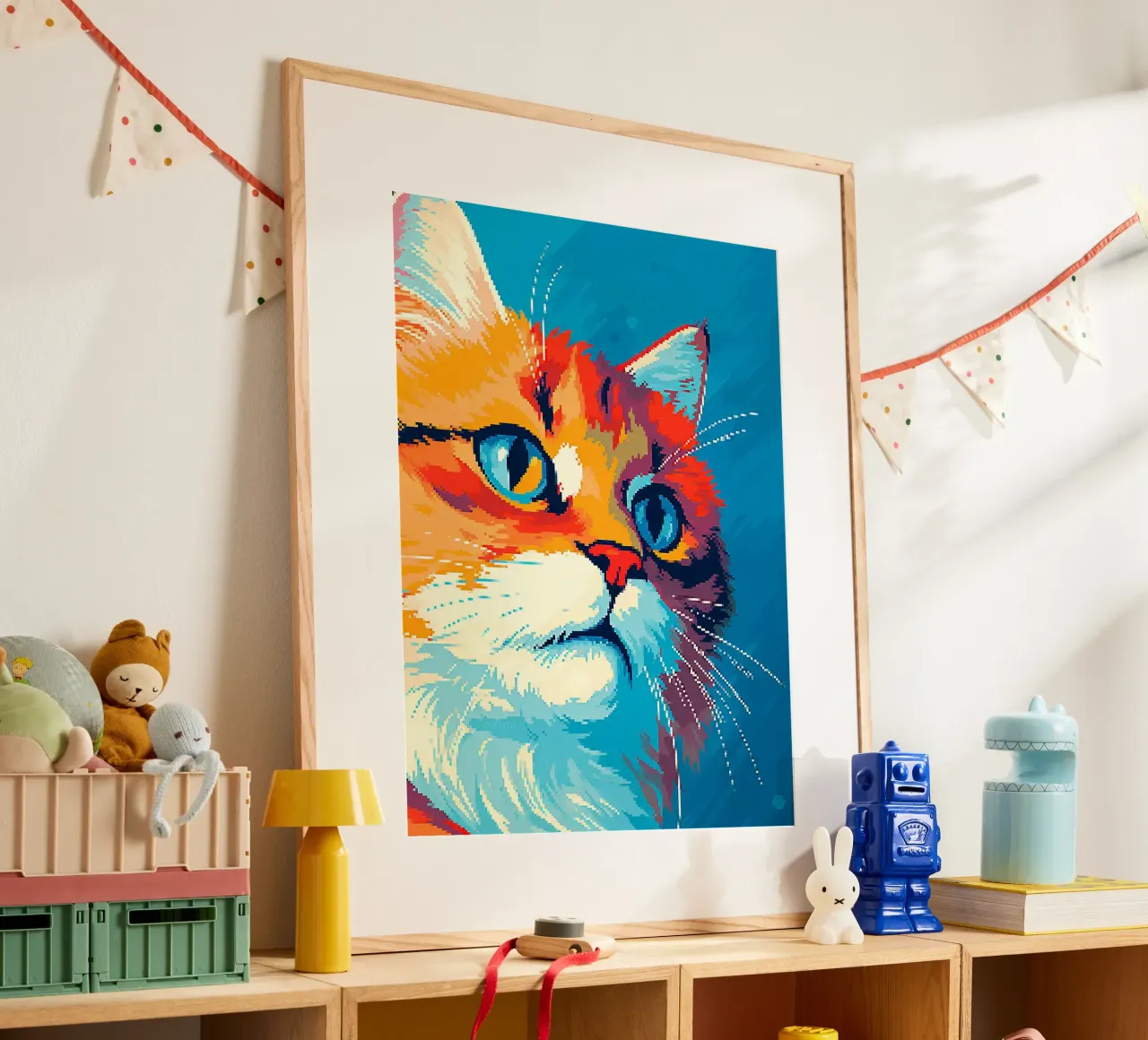 baffi di gatto orecchie feline pelliccia poster con telaio in alluminio da Elly Neubauer