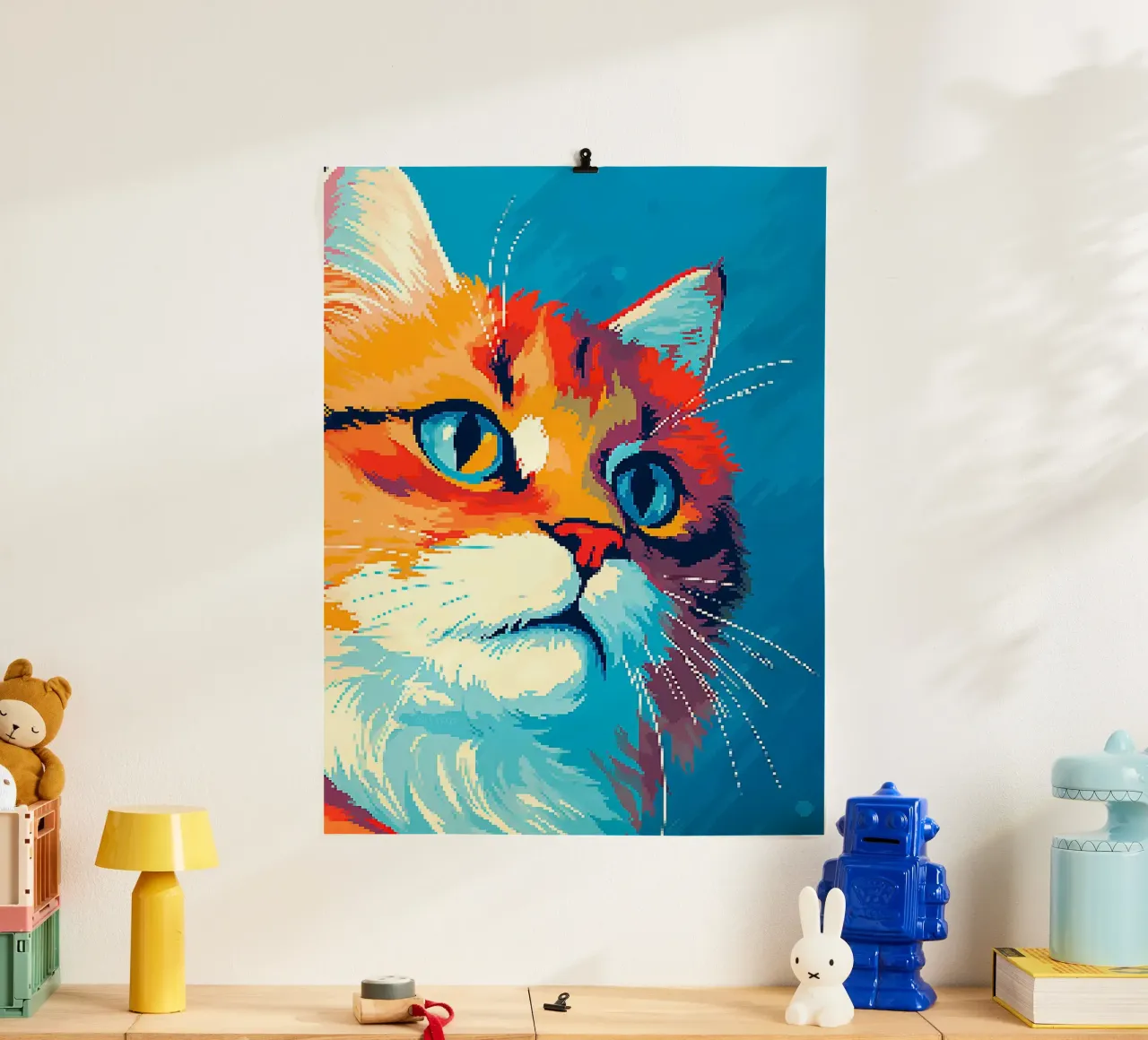 baffi di gatto orecchie feline pelliccia poster con telaio in alluminio da Elly Neubauer