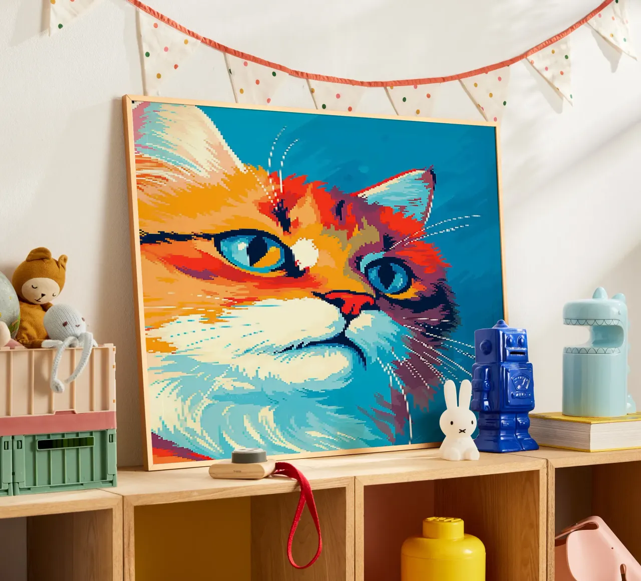 baffi di gatto orecchie feline pelliccia poster con telaio in alluminio da Elly Neubauer