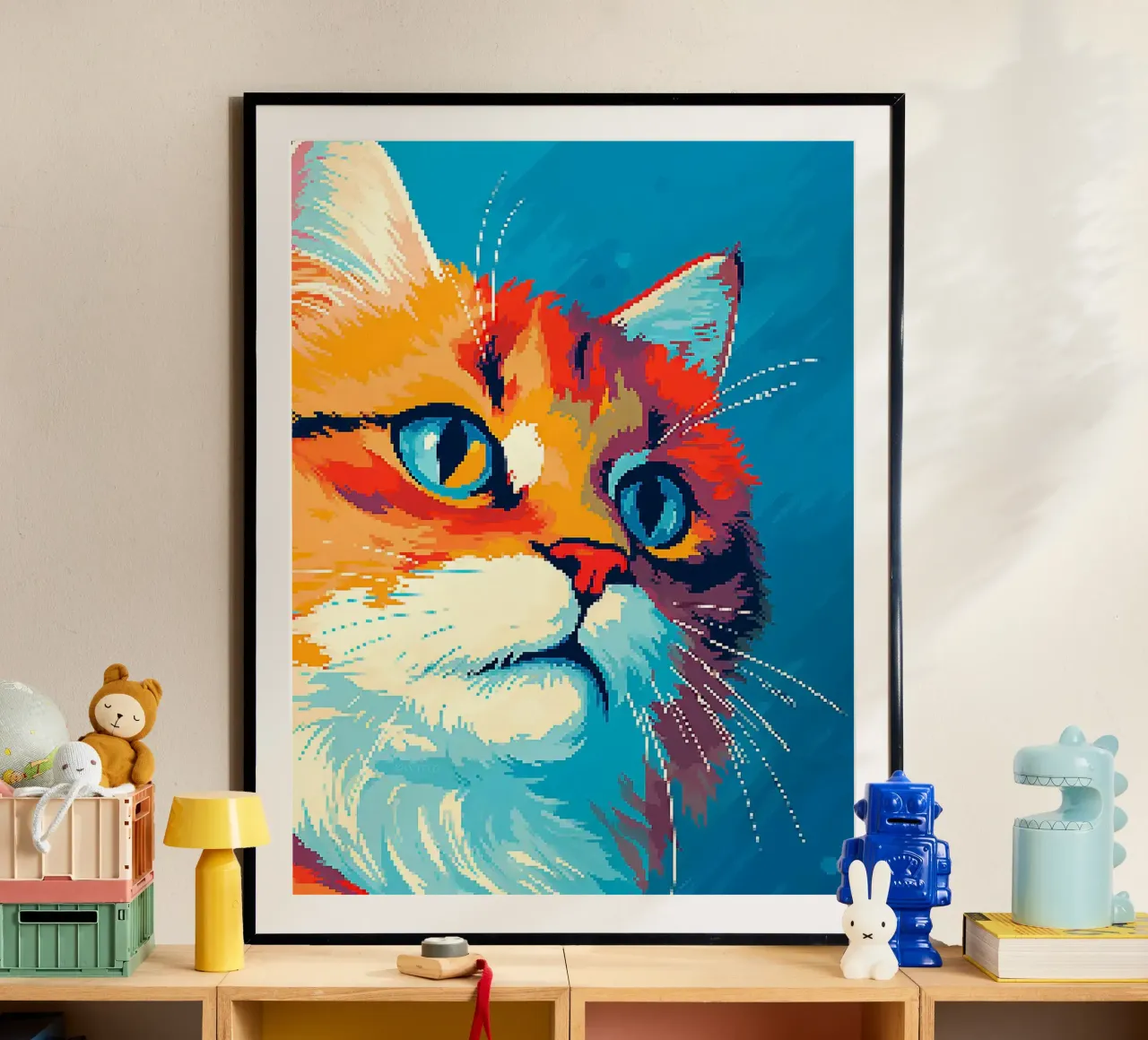 baffi di gatto orecchie feline pelliccia poster con telaio in alluminio da Elly Neubauer