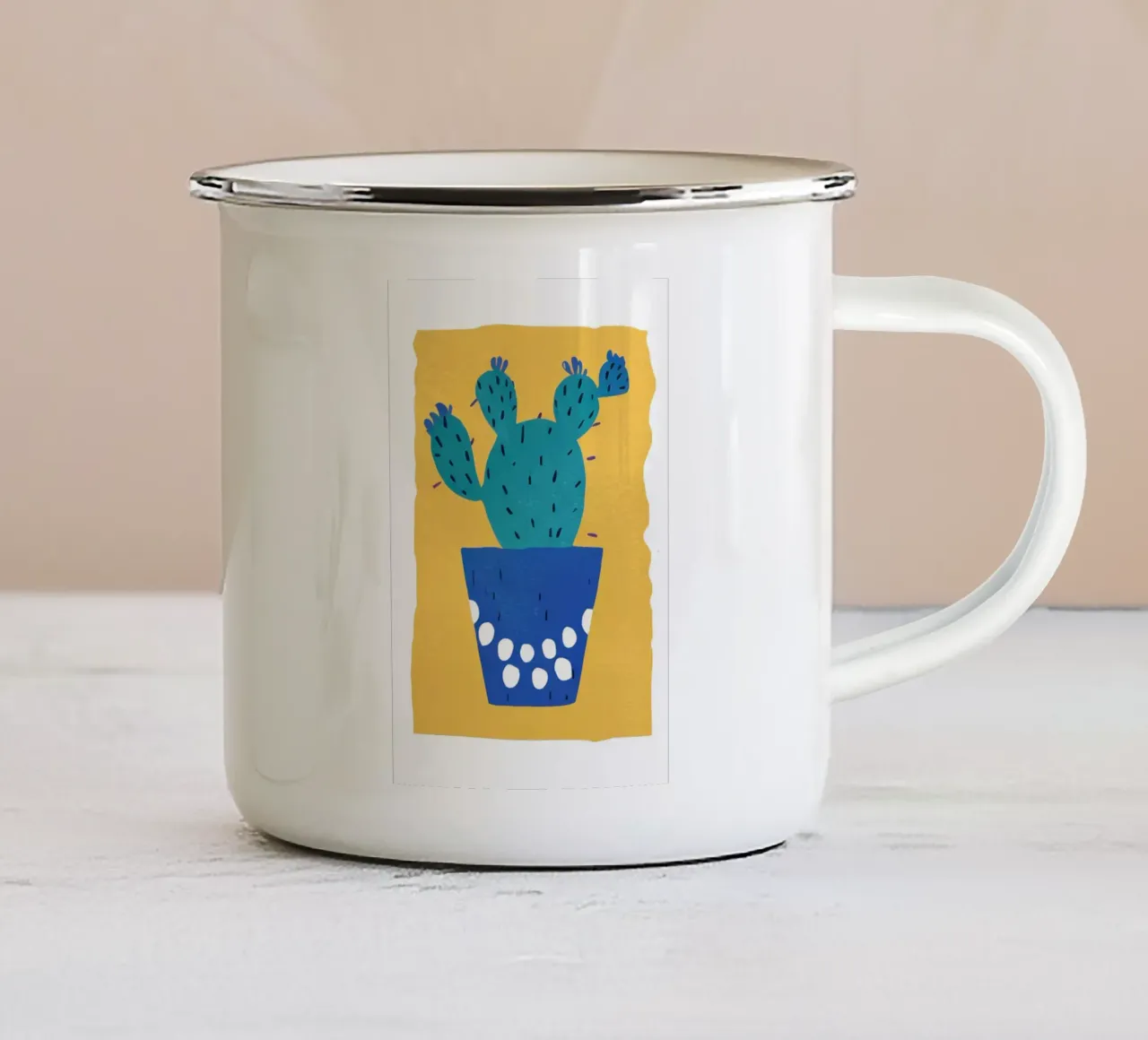 Cactus a vaso blu tazza in smalto da Bruce Juice