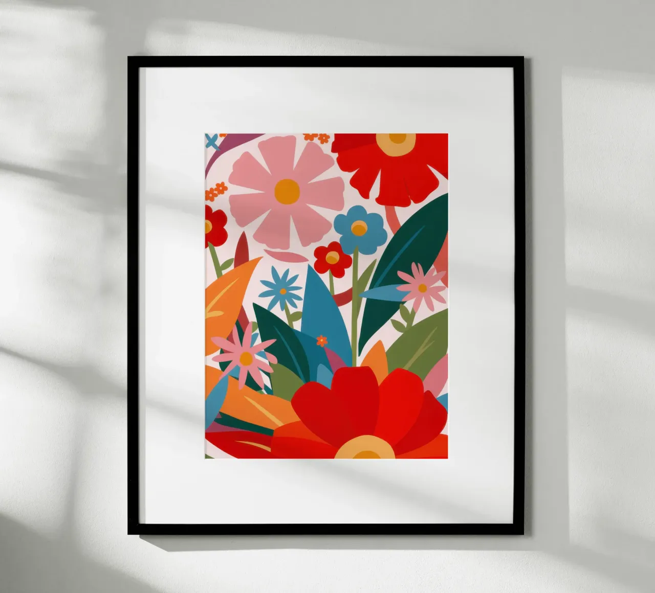 Esplosione floreale caleidoscopica poster con telaio in legno da Autumn Season