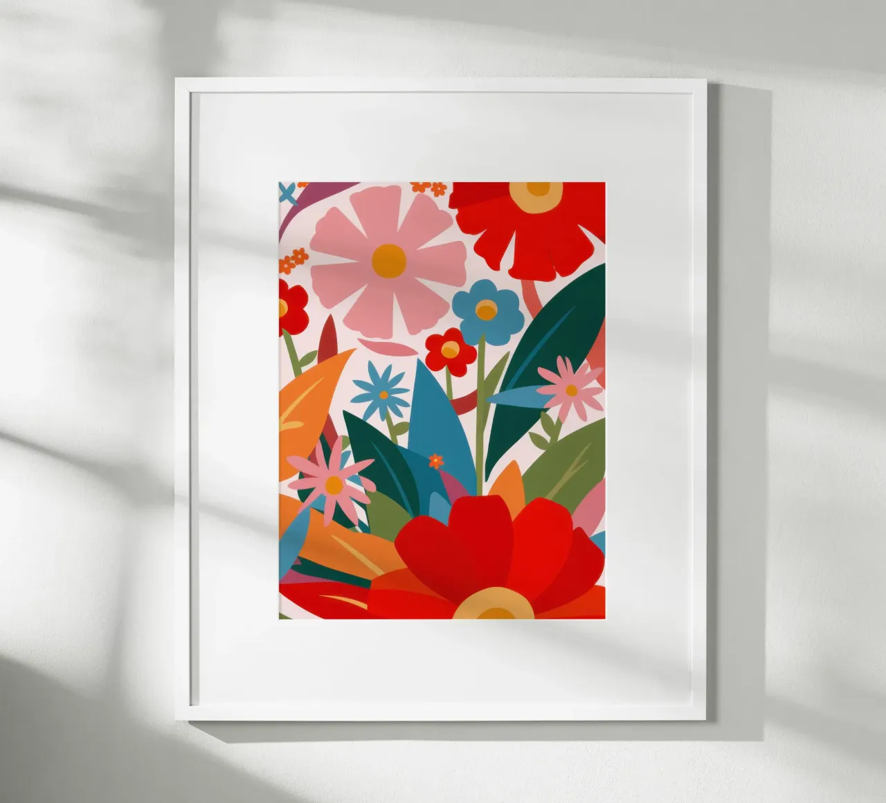Esplosione floreale caleidoscopica poster con telaio in legno da Autumn Season
