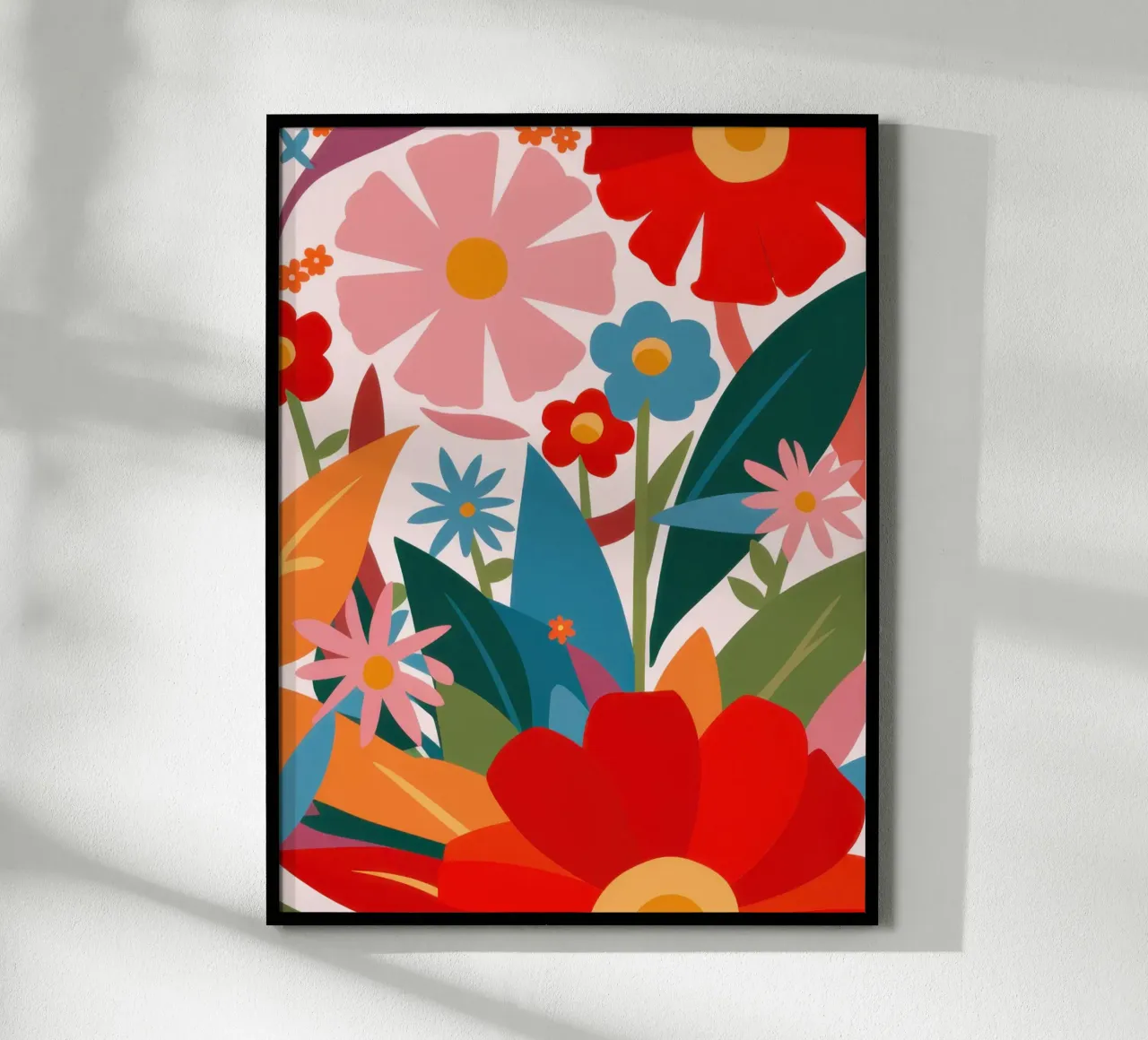 Esplosione floreale caleidoscopica poster con telaio in legno da Autumn Season