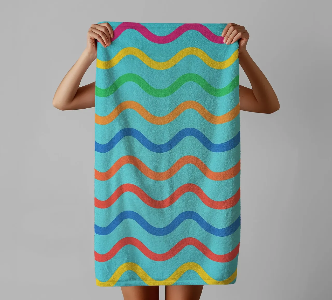 abstract wave line drawing towel by klicins