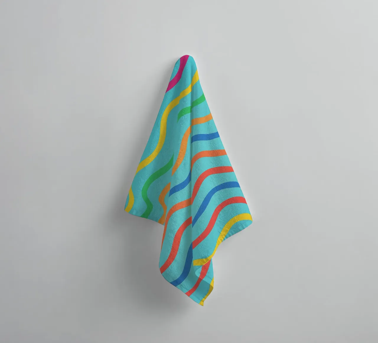abstract wave line drawing towel by klicins