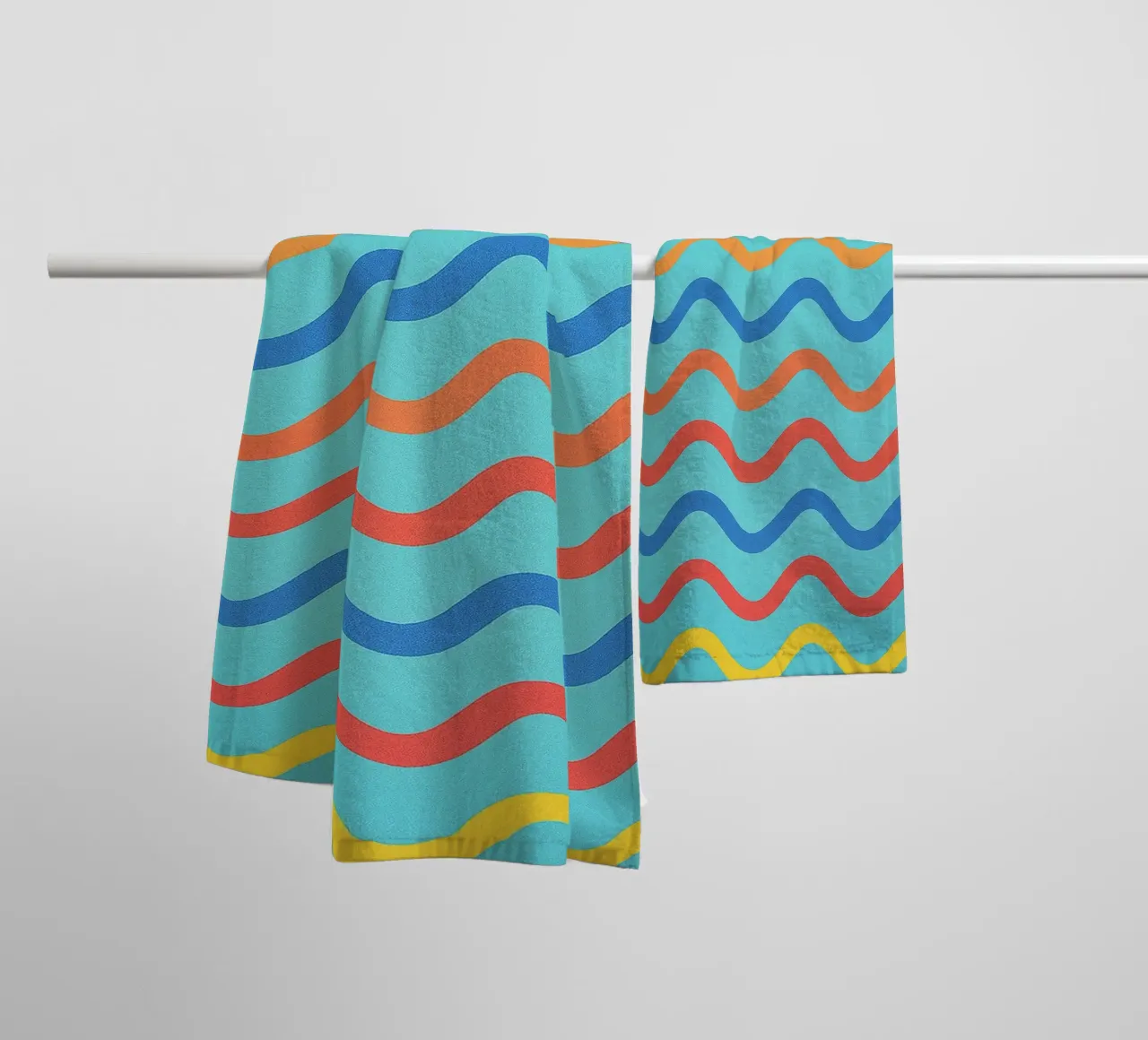 abstract wave line drawing towel by klicins