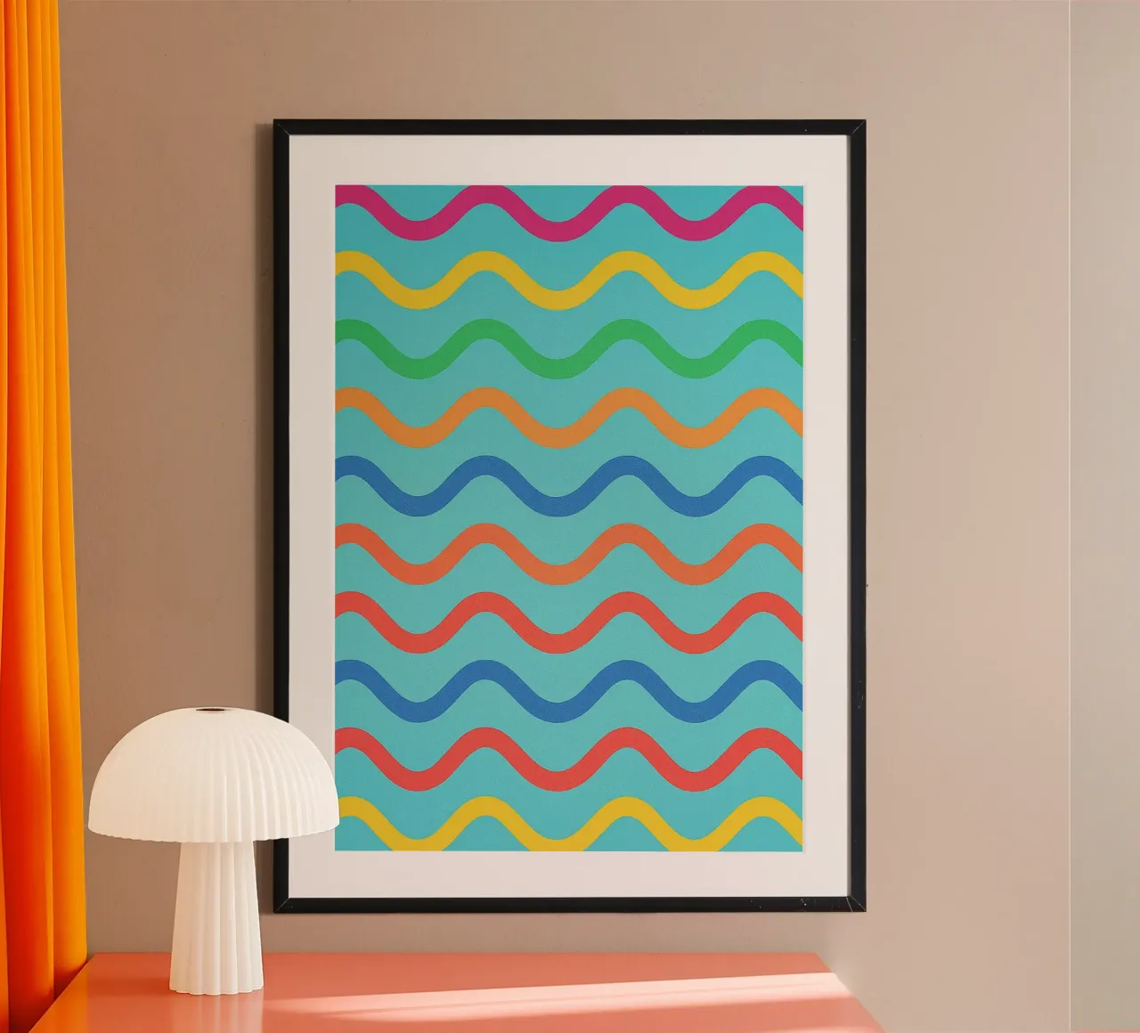 abstract wave line drawing poster by klicins
