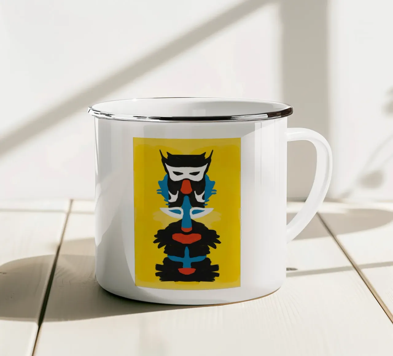 Totem gufo astratto tazza in smalto da Bruce Juice