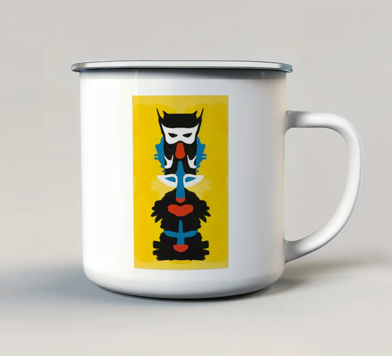 Totem gufo astratto tazza in smalto da Bruce Juice