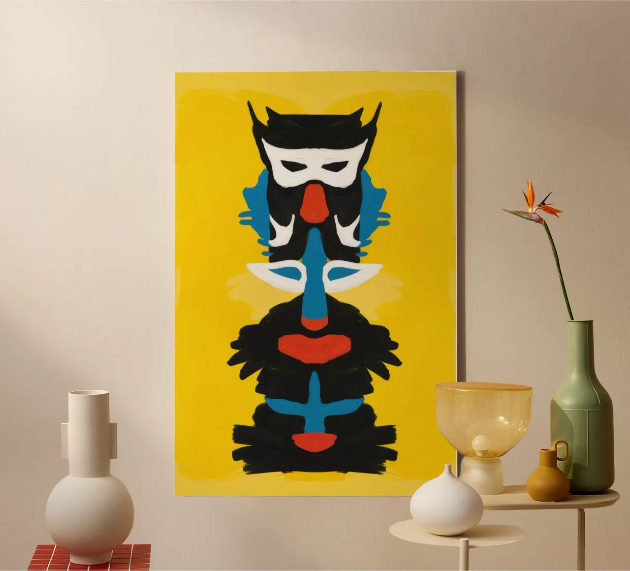 Totem gufo astratto tela con Cornice a cassetta da Bruce Juice