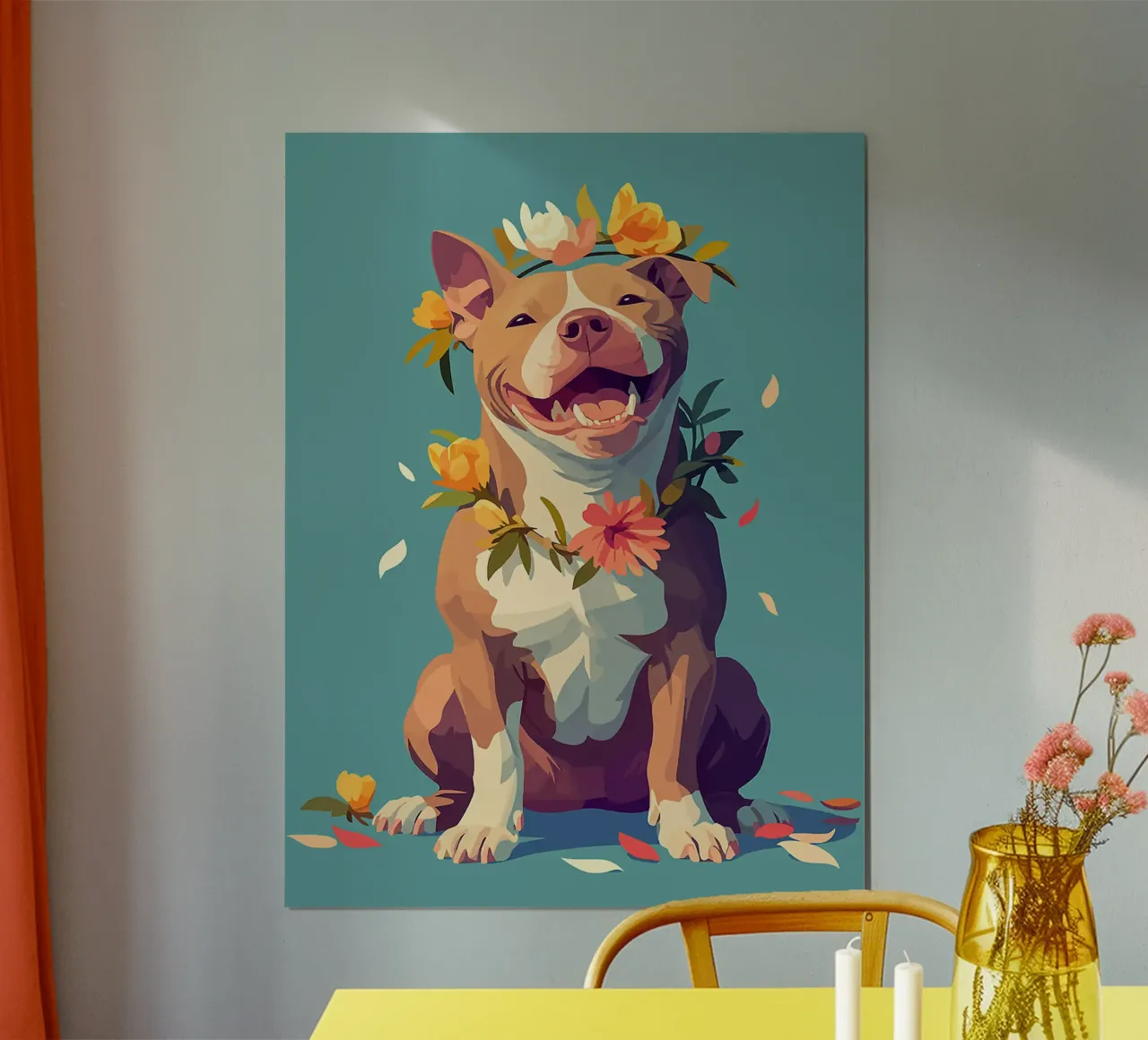cane fiori fiori-corona fiori-petali poster con telaio in plastica da Elly Neubauer