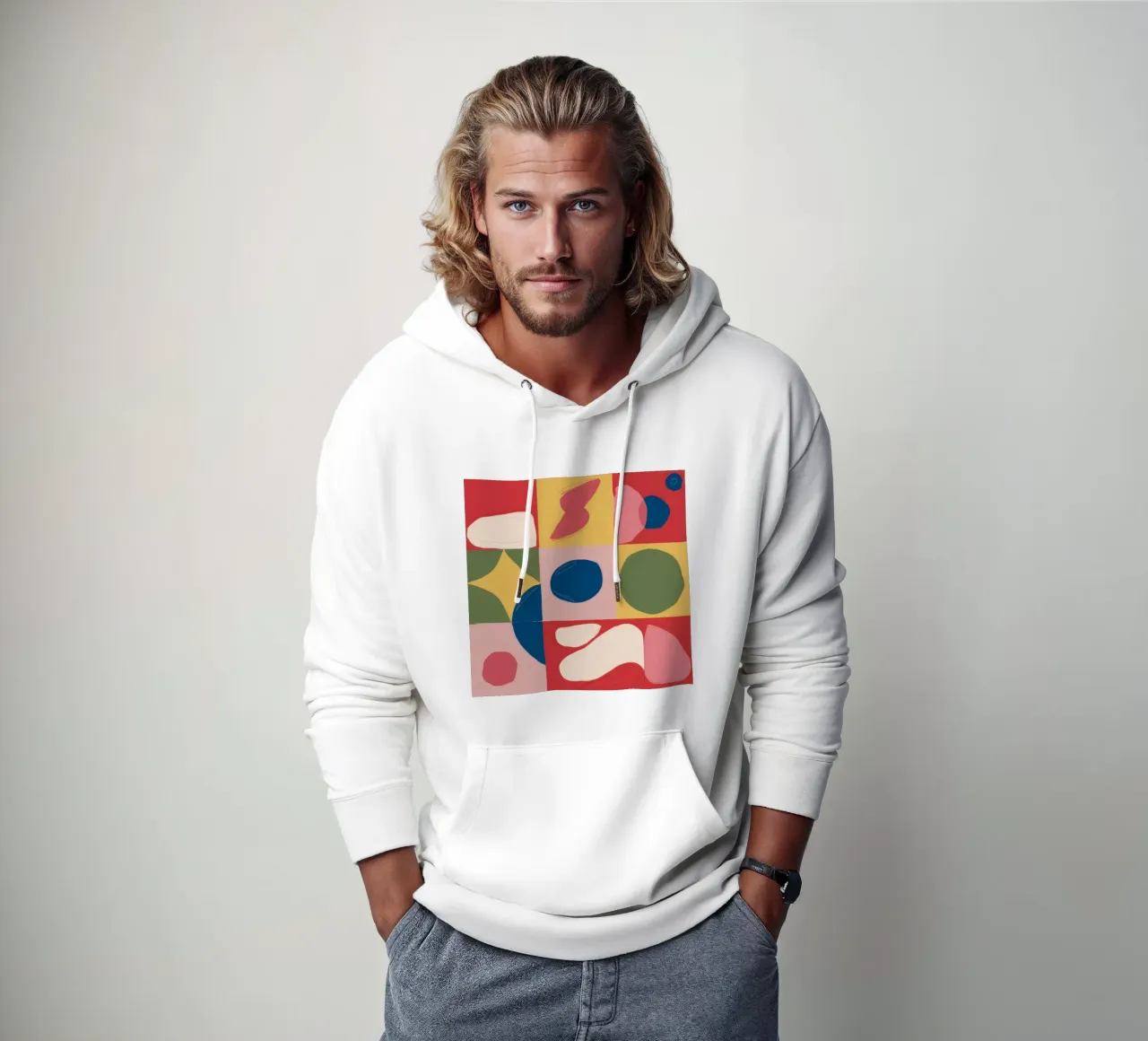 Blocchi di colori geometrici felpa con cappuccio da Lyra Glaze