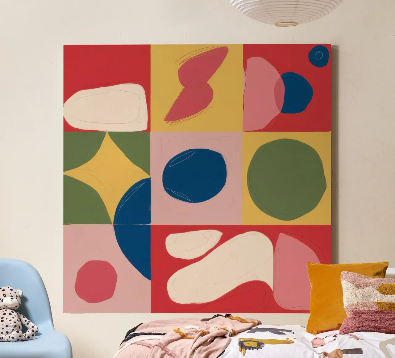 Geometric Color Blocks canvas with Floater frame by Lyra Glaze